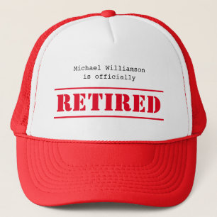 Casquette Officiellement à la retraite, personnalisation de