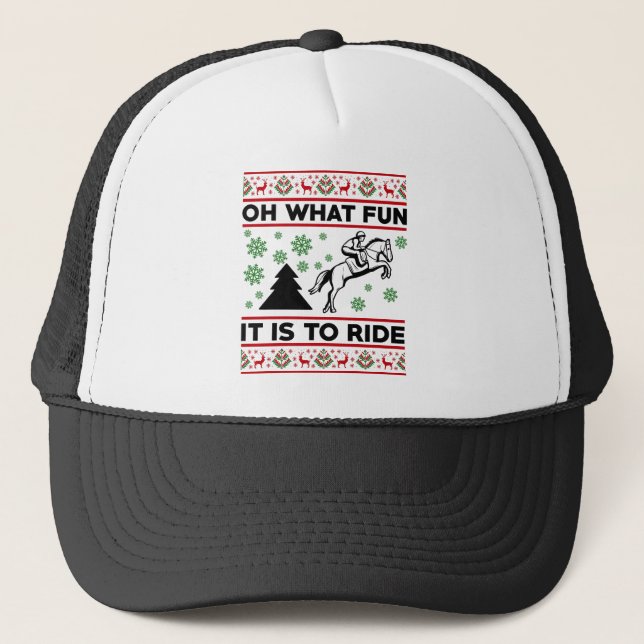Casquette Oh Quelle Joie De Monter Un Cheval UGLY Noël (Devant)