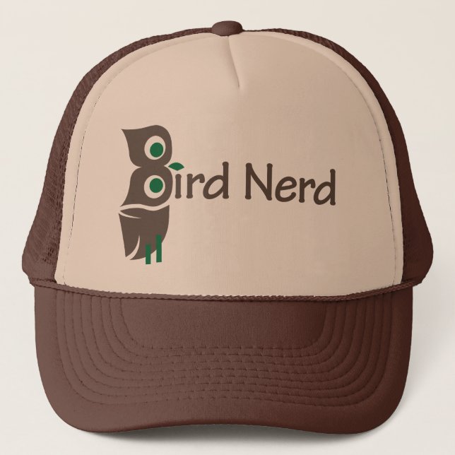 Casquette Oiseau Chouette Nerd Brown et verte (Devant)