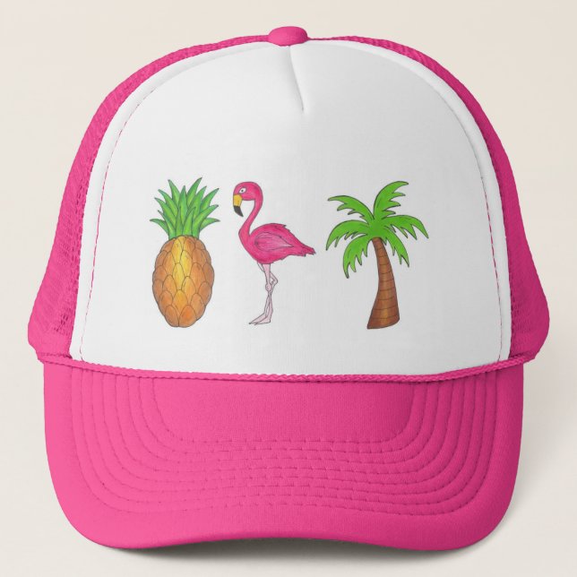 Casquette Oiseau de Flamant rose rose d'ananas tropical (Devant)