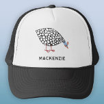 Casquette Oiseau de Guineafowl Personnalisé<br><div class="desc">Une soirée guinéenne amusante au sujet de la chouette de Guinée. Art original de Nic Squirrell. Modifiez le nom ou le texte à personnaliser.</div>