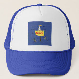Casquette Oiseau de mer amusant entouré de dessins animés de