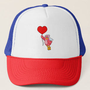Casquette Oiseau en mariée avec Voile et Balloon Coeur