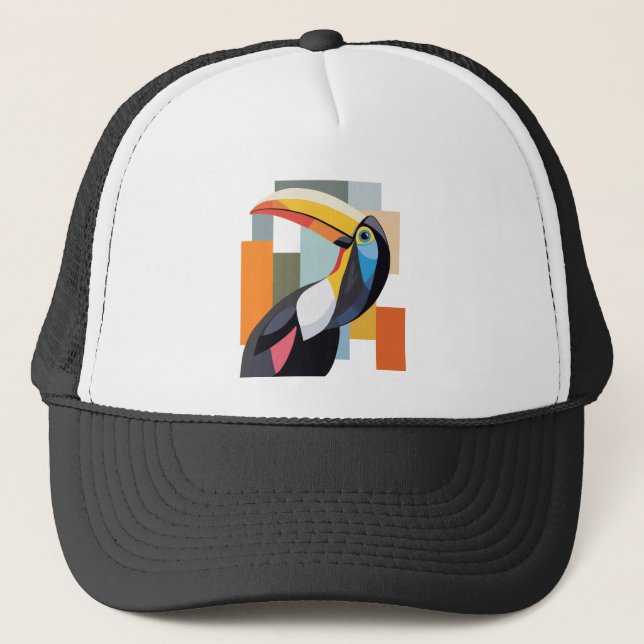Casquette Oiseau Toucan aux couleurs géométriques (Devant)