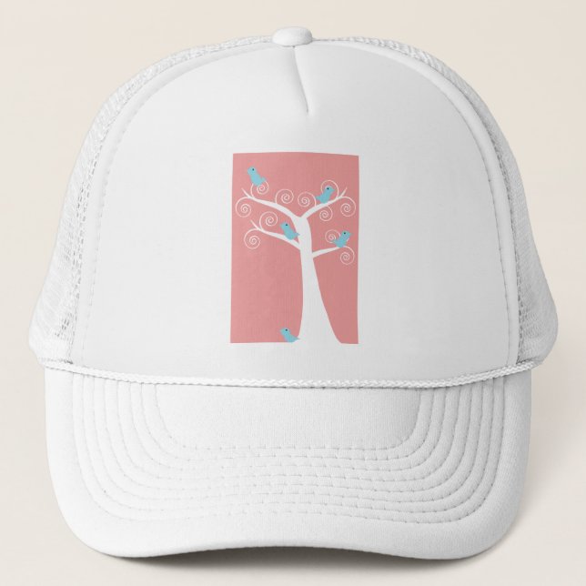 Casquette oiseaux bleus dans l'arbre art d'oiseau mignon (Devant)