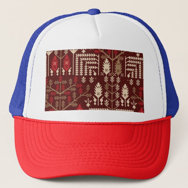 Casquette Oiseaux Fleurs Motif bleu foncé (Devant)