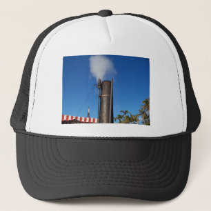 Casquette old steam whistle with a white plume of steam