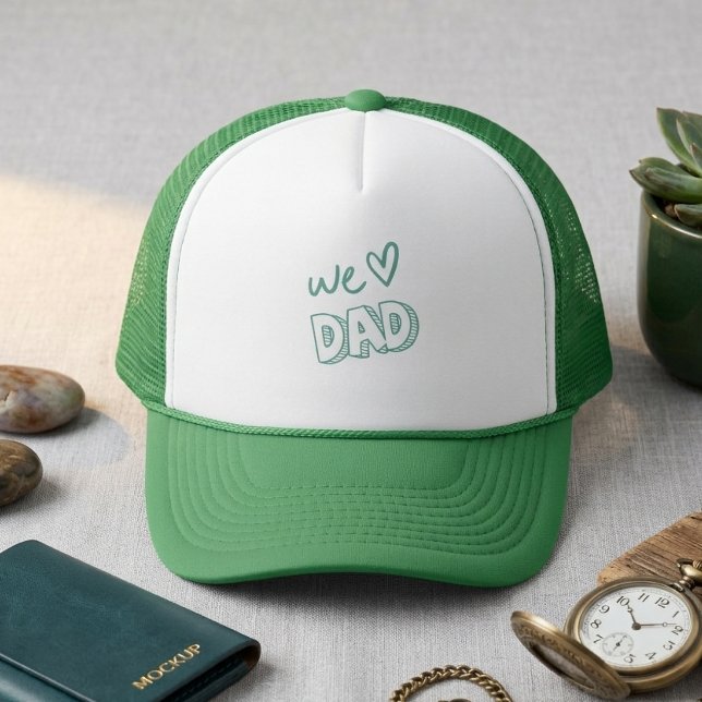 Casquette On aime Papa Design Vert et Blanc (Créateur téléchargé)