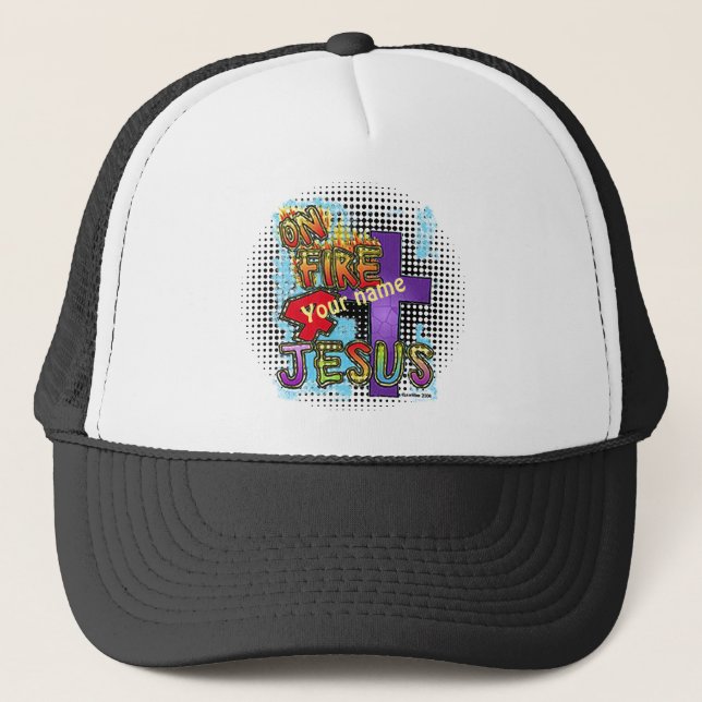 Casquette On Fire For Jesus Christian custom name hat (Devant)