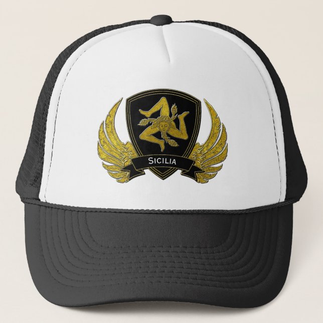 Casquette Or noir sicilien de Trinacria (Devant)