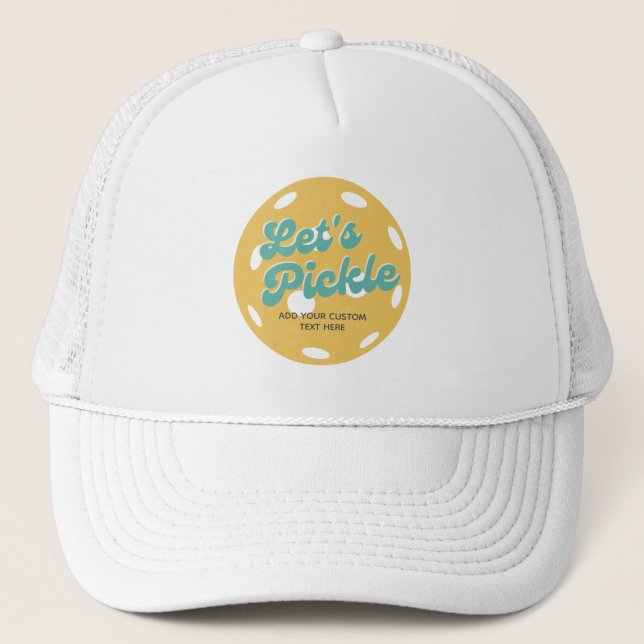 Casquette Orange Pickleball Pickle Texte personnalisé (Devant)