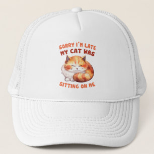 Casquette Orange Tabby Chat - Désolé, je suis en retard