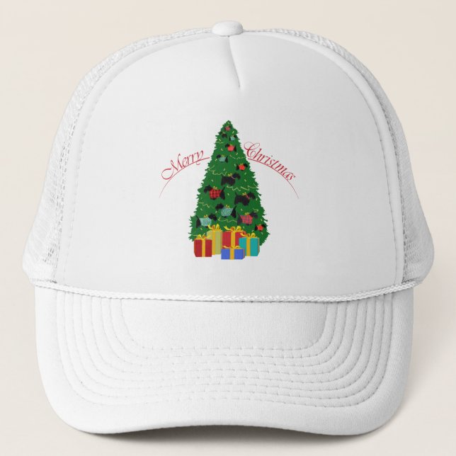 Casquette Ornements Scottie arbre de Noël (Devant)