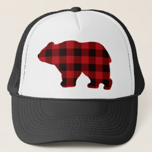 Casquette Ours à carreaux rouge et noir classique de campagn