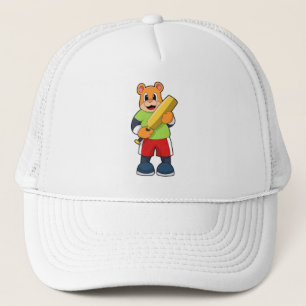 Casquette Ours au cricket avec chauve-souris de cricket