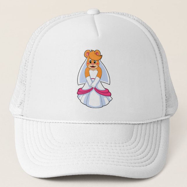 Casquette Ours avec robe de mariée et voile (Devant)