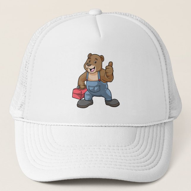 Casquette Ours comme artisan avec boîte à outils (Devant)