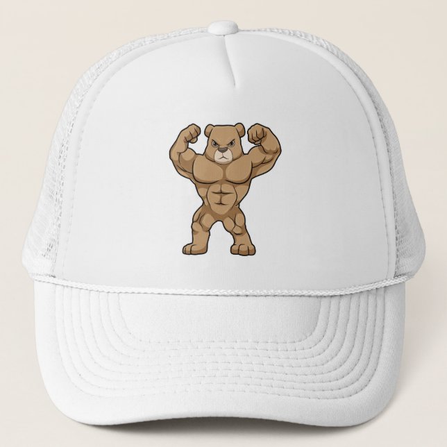 Casquette Ours comme Bodybuilder avec de grands Muscles (Devant)