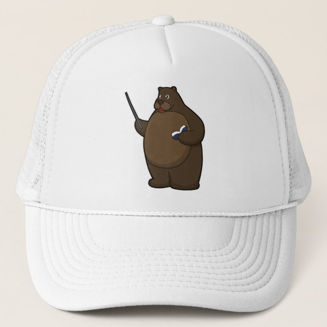Casquette Ours comme enseignant avec livre et pointeur (Devant)