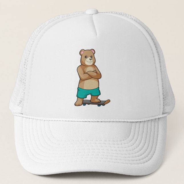 Casquette Ours comme patineur avec skateboard (Devant)