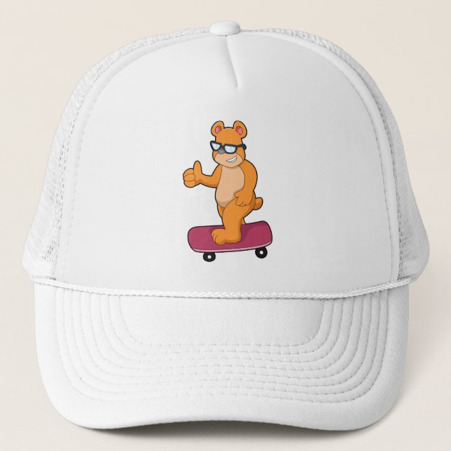 Casquette Ours comme patineur avec skateboard (Devant)