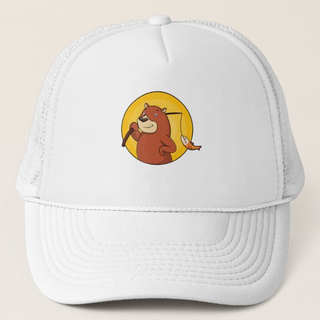 Casquette Ours comme pêcheur avec poisson (Devant)