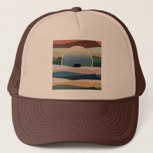 CASQUETTE OURS DANS COUCHER DE SOLEIL DU DÉSERT