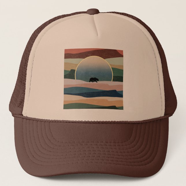 CASQUETTE OURS DANS COUCHER DE SOLEIL DU DÉSERT (Devant)