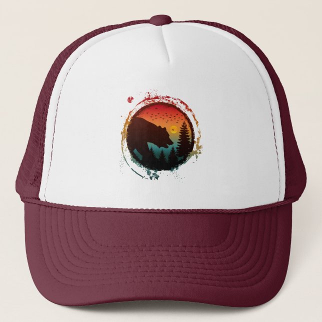 CASQUETTE OURS DANS LA FORÊT NATURE VINTAGE (Devant)