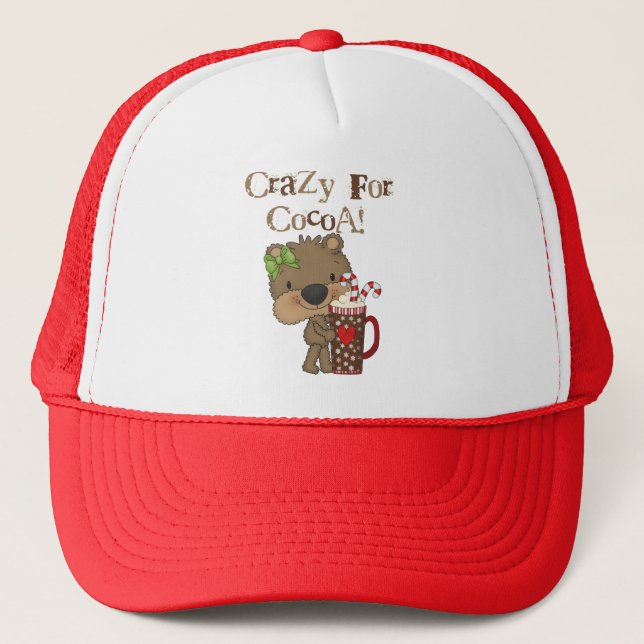 Casquette Ours de fille fou pour le cacao (Devant)