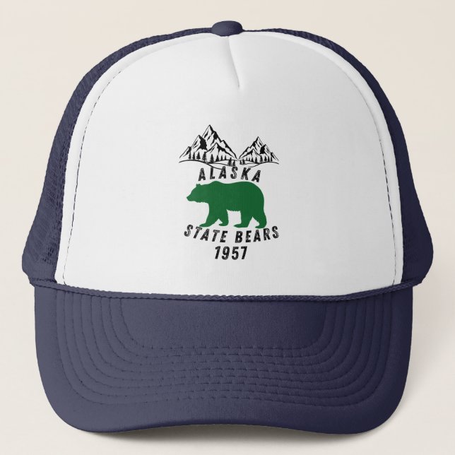 Casquette Ours de l'État d'Alaska Design Rétro Noir 1957 (Devant)