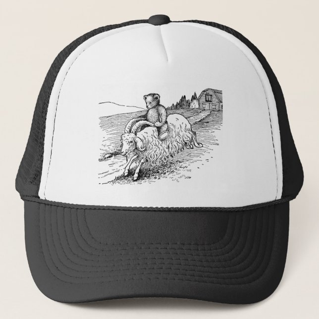 Casquette Ours de nounours montant une chèvre (Devant)