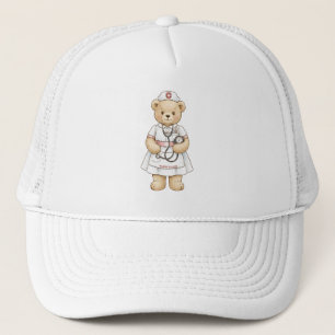 Casquette Ours en peluche infirmière personnalisé Nom person