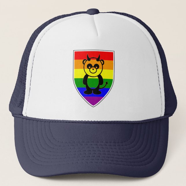 Casquette Ours gris Pride arc en ciel drapeau Panda (Devant)