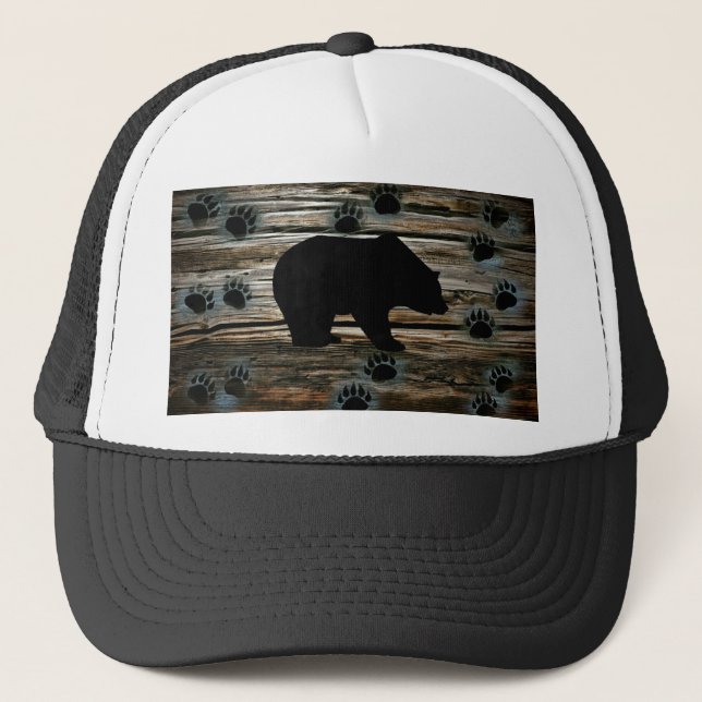 Casquette Ours Noir Ours Noir Pâtes Bois Rustique (Devant)