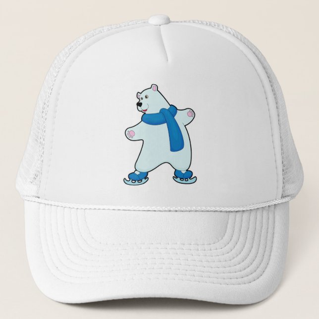 Casquette Ours polaire au patinage sur glace avec Ecarf (Devant)