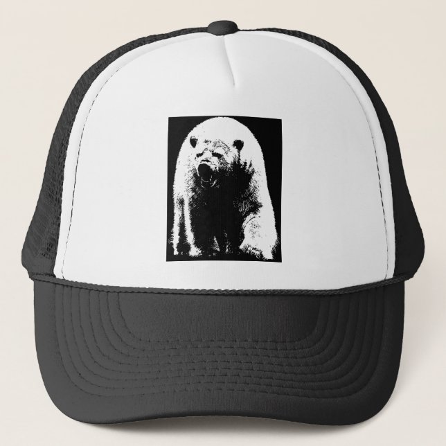 Casquette Ours polaire noir et blanc Pop Art (Devant)