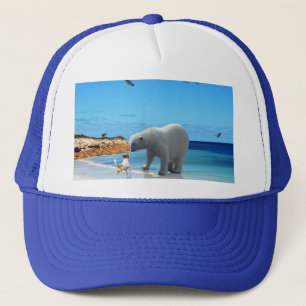 Casquette Ours Polaire Saluant Un Chien,