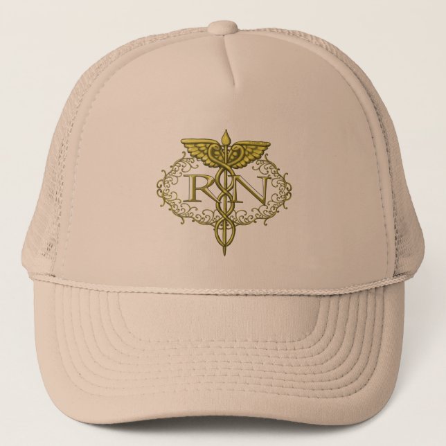 Casquette Oval Gold Caduceus RN Nurse (Devant)