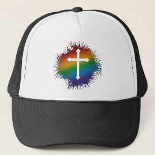 Casquette Paint Splatz LGBTQ Pride Rainbow Christian Cross