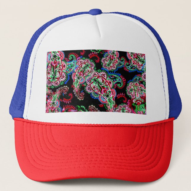 Casquette Paisley Floral Pattern, Ethnic Arrière - plan. (Devant)