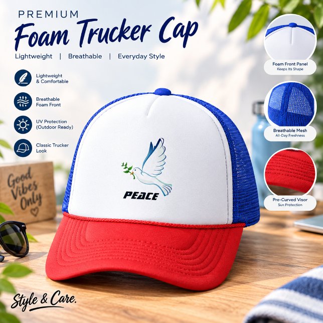 Casquette Paix (Custom Pigeon Text Pigeon Trucker Hat Design Style)