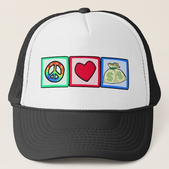 Casquette Paix, amour, argent (Devant)