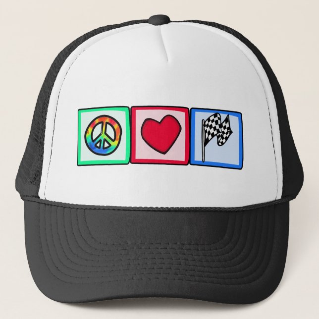 Casquette Paix, Amour, Course (Devant)