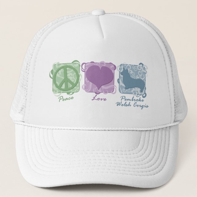 Casquette Paix, amour, et Corgis en pastel de Gallois de (Devant)