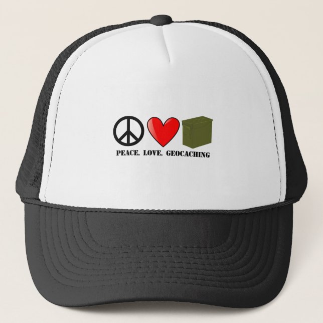 Casquette Paix, amour, Geocaching (Devant)