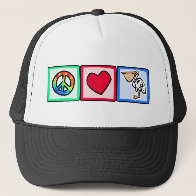 Casquette Paix, amour, pélicans (Devant)