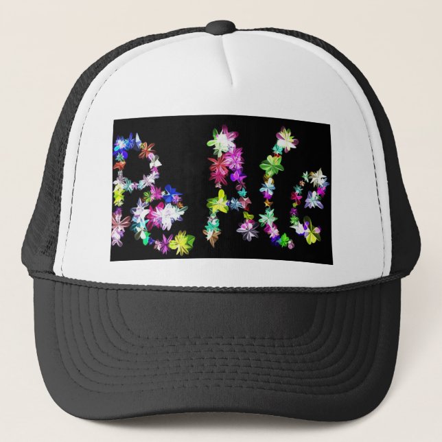 Casquette "PAIX" Impression d'art en fleurs (Devant)