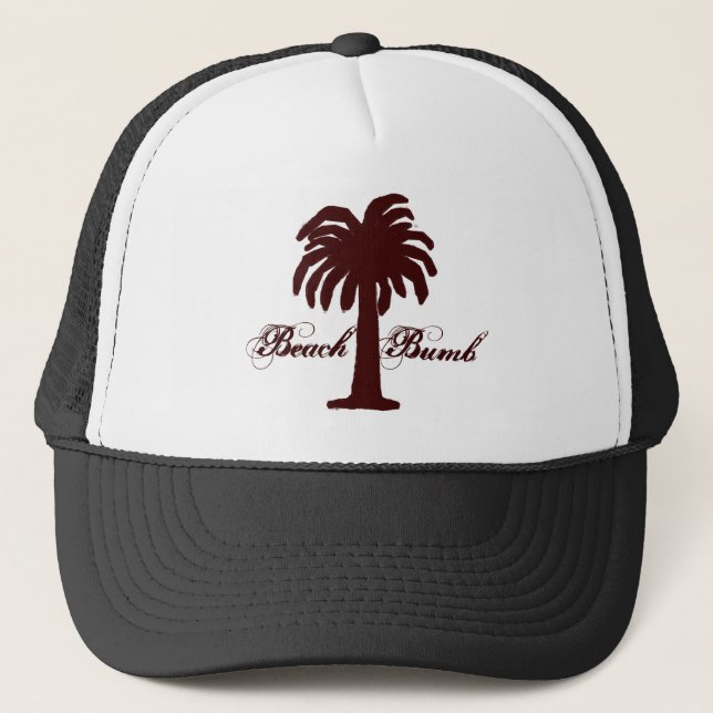 Casquette Palm Tree/Plage Bumb Design Maroon/Noir  (Devant)