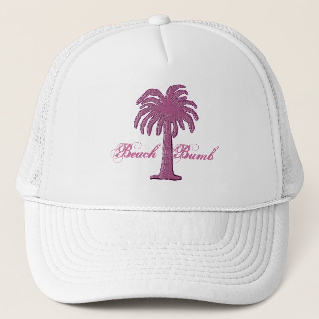 Casquette Palm Tree/Plage Bumb Design rose 1 (Devant)